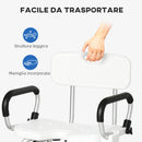 Sedia per Doccia con Braccioli 54x52x70-82 cm in Lega di Alluminio e HDPE Bianco