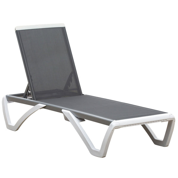 Lettino Prendisole con Schienale Reclinabile 195x67.5x33 cm Grigio e Bianco prezzo