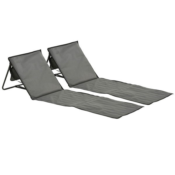 Set 2 Sdraio 142x51x40 cm Pieghevoli con Tasca Resistente Acqua in Tessuto Oxford Grigio acquista