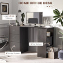 Scrivania PC da Ufficio 3 Ripiani 3 Cassetti 120x49x72 cm in Legno MDF Nera
