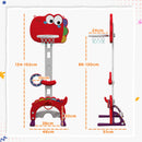 Canestro Basket per Bambini Regolabile 5 in 1 con Porta da Calcio e Golf Rosso 