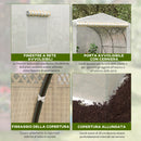 Serra a Tunnel da Giardino con 6 Finestre e Porta a Rullo 3,5x3x2 m in Acciaio e PE Bianco 