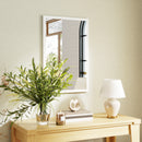 Specchio da Parete Rettangolare 40x60 cm con Ganci in Vetro e MDF Bianco      