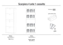 Scarpiera 4 Ante 1 Cassetto 63x164x29 cm Olmo Chiaro