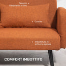 Divano Letto Singolo Clic Clac con Schienale Regolabile 170x83x80 cm in Tessuto effetto Lino Marrone  