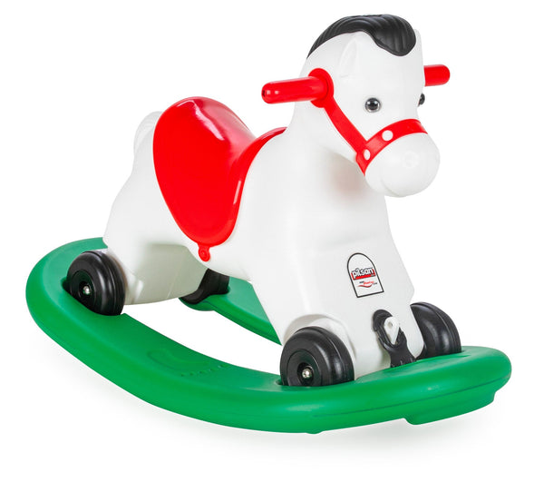 sconto Cavallo a Dondolo Multifunzione 35x77x50 cm Primipassi con Ruote Bianco