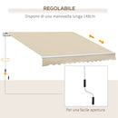 Tenda da Sole Avvolgibile 3.65x2.5m in Poliestere e Alluminio Beige 