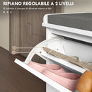 Panca Scarpiera Salvaspazio 8 Paia di Scarpe 80x26x44,5 cm con Cuscino e Cassetto Ribaltabile Bianco