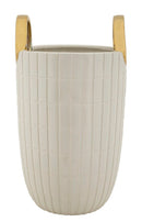 Vaso Ceramica Shopping Ø18x25 cm in Ceramica Bianco e Oro      