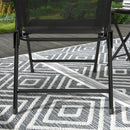 Set 3 Pezzi da Giardino con 2 Sedie 53,5x64x93 cm e Tavolino da Caffè Ø45x50 cm in Metallo Nero      