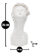 Vaso Young Lady Roses 10x14x26 cm in Porcellana Bianco e Oro      