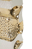 Lampada da Tavolo Florida Ø30x43,5 cm in Ceramica e Ferro e Tessuto Bianco e Oro      