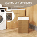 Cesto Portabiancheria 72L con Sacco Rimovibile 40x30x60 cm in Vimini e Bambù Marrone  