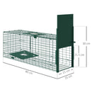 Gabbia Trappola per Animali Piccoli 80x25x30 cm Meccanismo di Chiusura in Acciaio Verde Scuro  