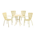 Set Tavolo + 4 Sedie in Acciaio Verniciato Crema Salotto Ginevra