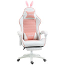 Sedia Gaming Ergonomica 65x63x136-142A cm con Orecchie in Finta Pelle Rosa  