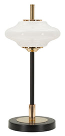 Lampada da Tavolo Vintage Ø22x46 cm in Ferro e Vetro Oro e Nero e Bianco      