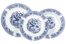 Servizio Piatti 18 Pezzi in Porcellana con Decori Collection Old England Bianco/Blu