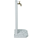 Fontana da Giardino con Rubinetto in Ottone e Base con Ciottoli 40x40x100 cm in Acciaio Bianco