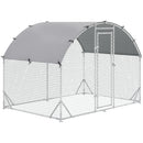 Recinto per Galline 280x190x197 cm con Tetto e Copertura Anti UV in Metallo Galvanizzato Argento      