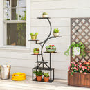 Portapiante a 8 Livelli 74x26x158,5 cm con Design a S per Interni ed Esterni in Metallo Nero      