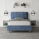 Letto 1 Piazza E Mezzo Imbottito in Microfibra Antea Large Blu Varie Misure