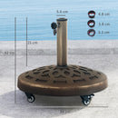 Base per Ombrellone da 21 kg Rotonda con Ruote e Freni in Resina Bronzo      