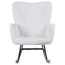 Poltrona Sedia Dondolo Relax Tessuto e Metallo Imbottita Design Moderno Crema
