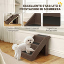Scaletta per Cani e Gatti 53x30,5x36,5 cm con 3 Scalini Antiscivolo in PP e EVA Marrone      