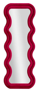 Specchio da Muro Emily Velluto Fuxia 60x6x160 cm in MDF e Poliestere e Specchio Fucsia      