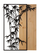 Pannello da Muro Bamboo 58x2x80 cm in Ferro e MDF Nero e Marrone      