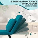 Poltrona Letto Singolo Reclinabile con Cuscino Sfoderabile in Tessuto Effetto Lino Blu Scuro  