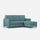Divano 3 Posti con Pouf 198x155x85 cm Karay in Tessuto Petrolio