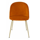 Set 4 Sedie Imbottite 49x52x79 cm in Velluto Arancio e Oro