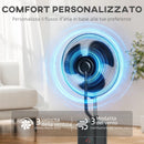 Ventilatore a Piantana 3 in 1 Oscillante 45x38x130 cm con Nebulizzatore d'Acqua Telecomando e Timer 9h Nero      