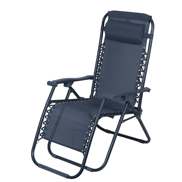 online Sedia Sdraio Reclinabile e Richiudibile Rio 65x90x108 cm con Poggiatesta in Poliestere con Struttura in Acciaio Blu Mélange
