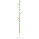 Appendiabiti da Terra 8 Ganci 37,8x175,6 cm in Bambù Legno e Metallo Legno/Bianco 