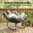 Sedia a Dondolo 87x110x70 cm con Cuscino Morbido in Rattan Grigio Scuro      