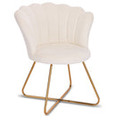 Sedia Relax con Schienale e Seduta in Velluto Beige Struttura Metallo