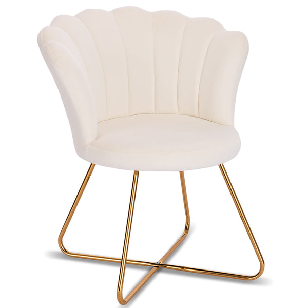 Sedia Relax con Schienale e Seduta in Velluto Beige Struttura Metallo sconto