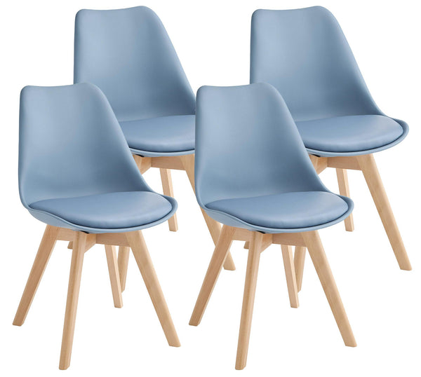sconto Set 4 Sedie 52x48,5x82 cm in Similpelle e Legno di Faggio Tommy Blu