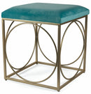 Sgabello Quadrato 40x40x46 cm in Ferro e Velluto Soriani Verde Tiffany