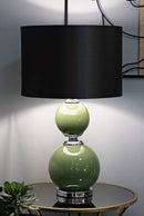 Lampada da Tavolo Eva Two Ø38x65 cm in Vetro e Ferro e Tessuto Verde e Grigio      