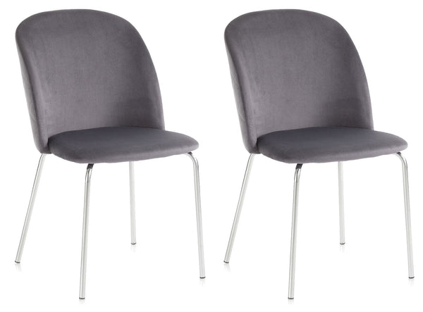 prezzo Set 2 Sedie 45x47x85 cm in Velluto Grigio