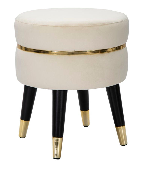 Sgabello Paris Ø35x40,5 cm in Legno Spugna Metallo e Poliestere Crema Nero e Oro online