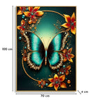 Stampa Decorata su Tela Laccata con Cornice Butterly 70x4x100 cm in Abete e Tela e Plastica      