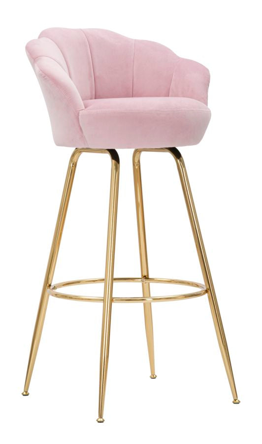 Sgabello Bar Vienna Rosa 55x53x110 cm Spugna e Tessuto e Metallo Rosa e Oro acquista