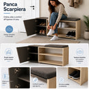 Panca Scarpiera da Ingresso 104x37x47 cm 2 Ripiani Porta Scarpe con Anta e Cuscino in MDF Moka     
