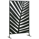 Separé Frangivista a 3 Ante Verticali 122x45x198 cm in Acciaio con Motivo a Foglia di Banana Nero      