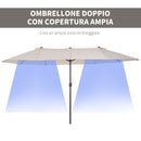 Ombrellone da Giardino 4,6x2,7 m Palo Ø48 mm Doppio Tetto Beige
